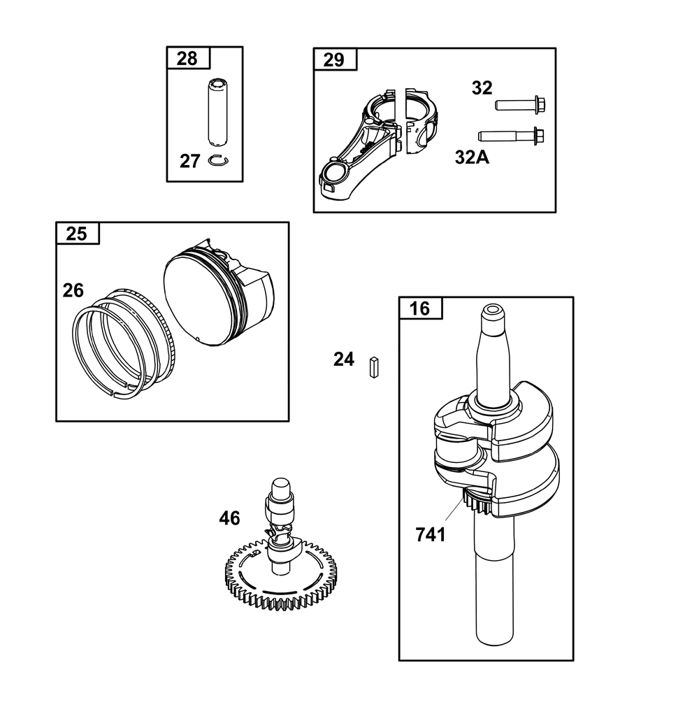 Crankshaft Group Diagram and Parts List for 123P02-0097-F1 100000 - 19Z999 Briggs and Stratton Engine